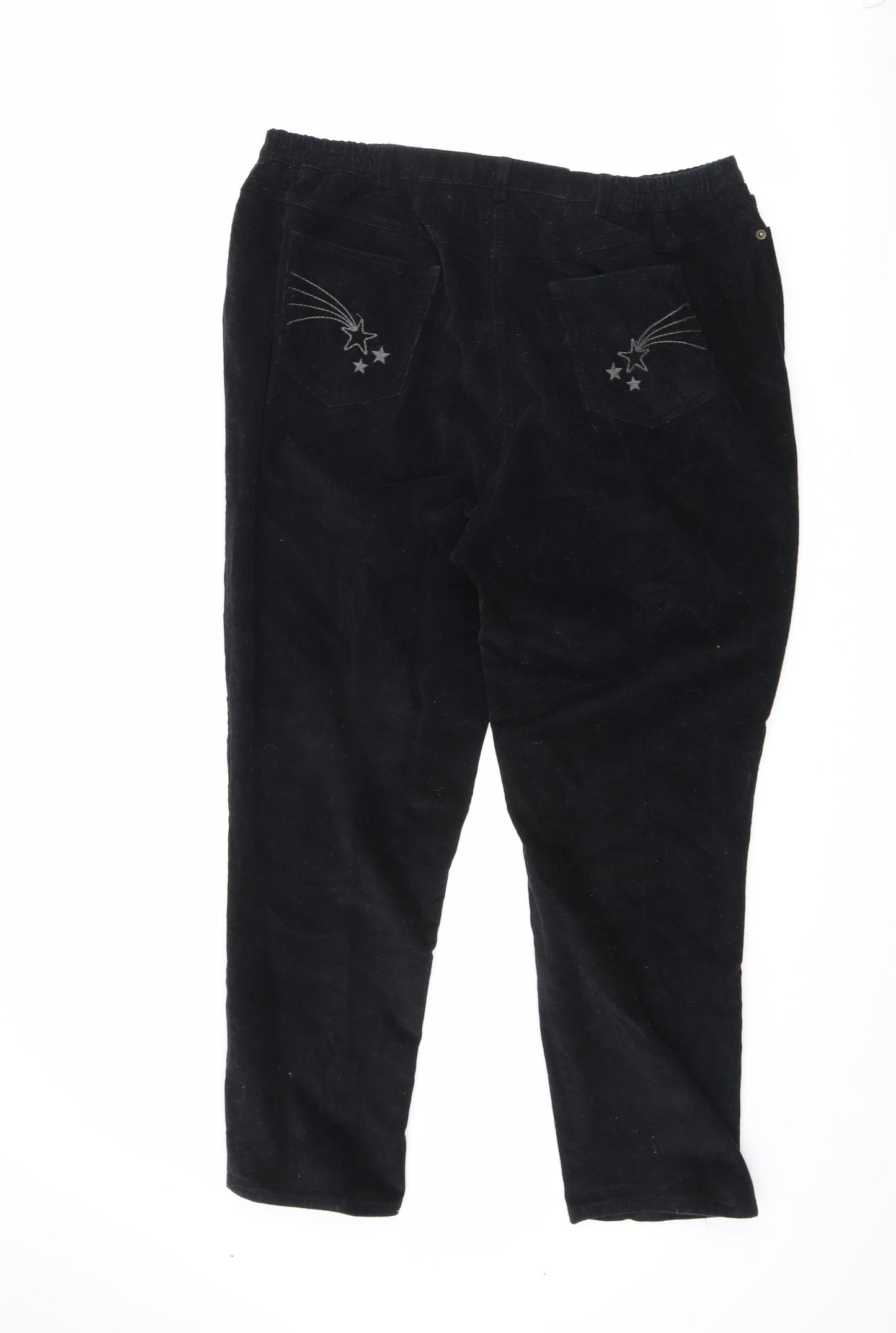Magic Fit Womens Black Cotton Trousers Size 22 L27 in Regular Zip