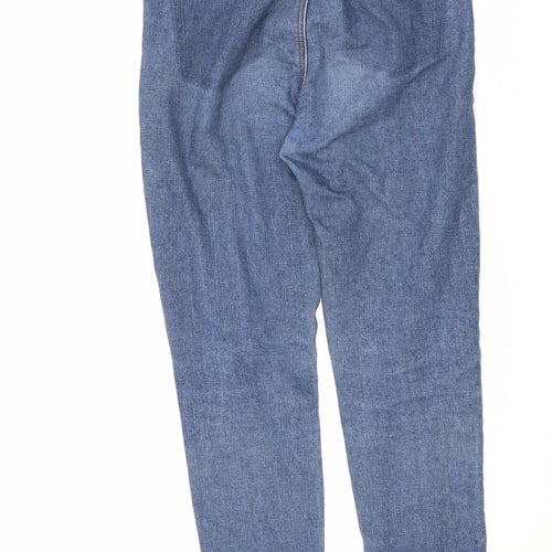 Boohoo Womens Blue Cotton Straight Jeans Size 10 L28 in Regular Zip