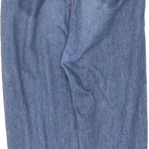 Boohoo Womens Blue Cotton Straight Jeans Size 10 L28 in Regular Zip