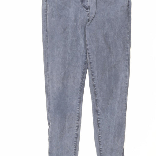 NEXT Womens Grey Cotton Skinny Jeans Size 12 L28 in Regular Zip
