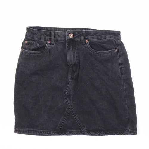 New Look Womens Blue Cotton Mini Skirt Size 10 Zip