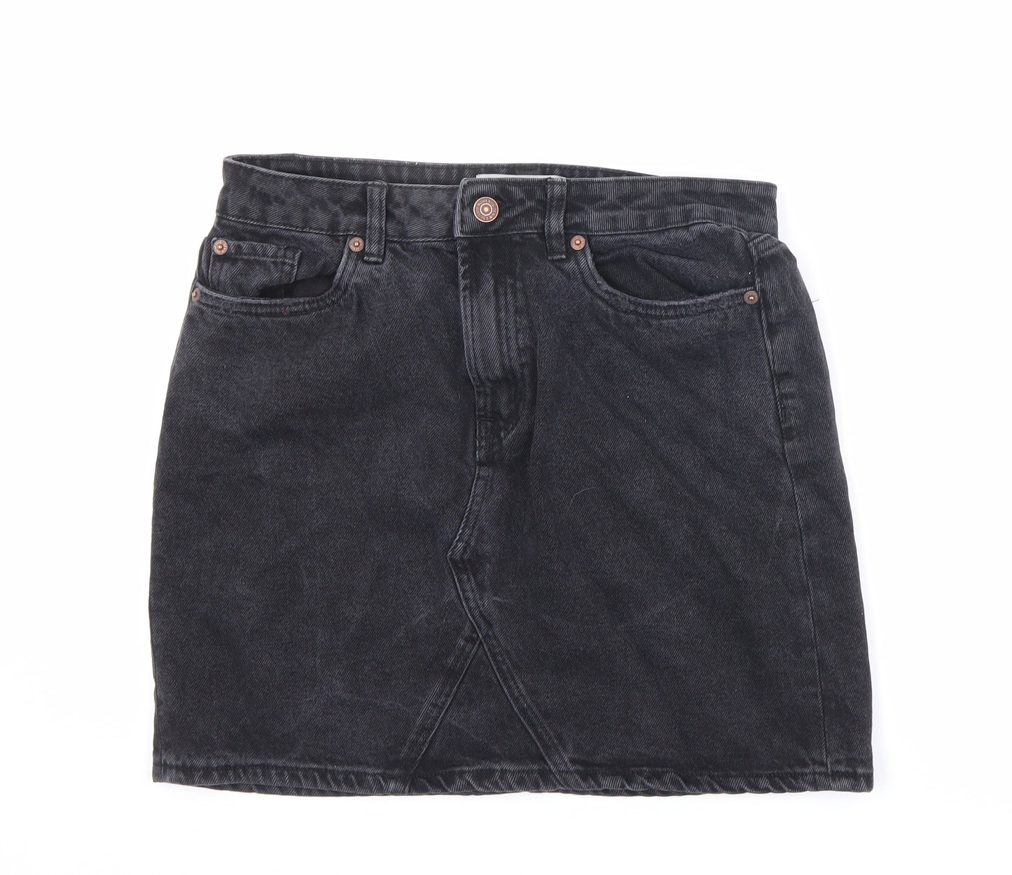 New Look Womens Blue Cotton Mini Skirt Size 10 Zip