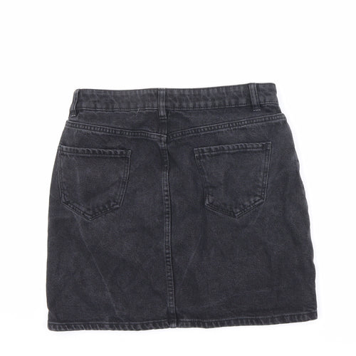New Look Womens Blue Cotton Mini Skirt Size 10 Zip