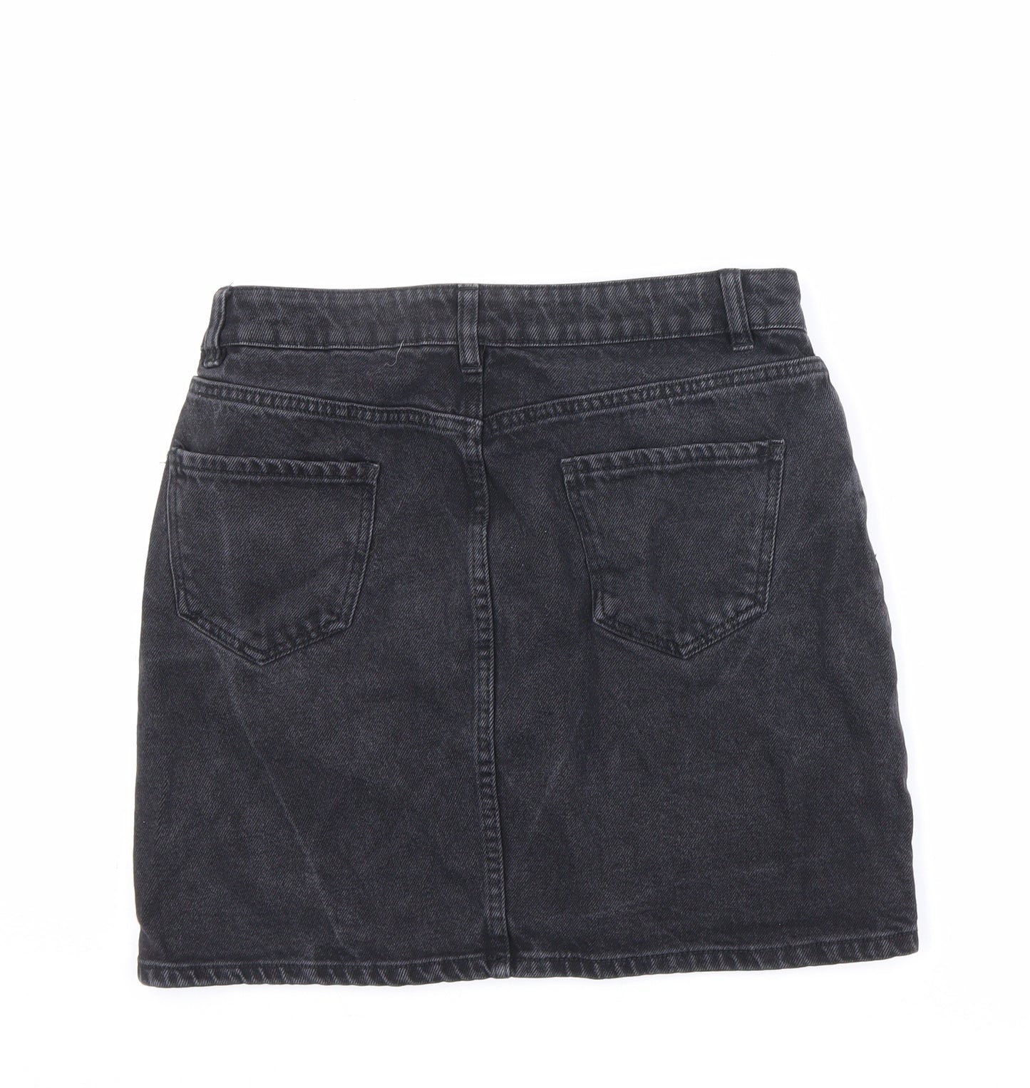 New Look Womens Blue Cotton Mini Skirt Size 10 Zip