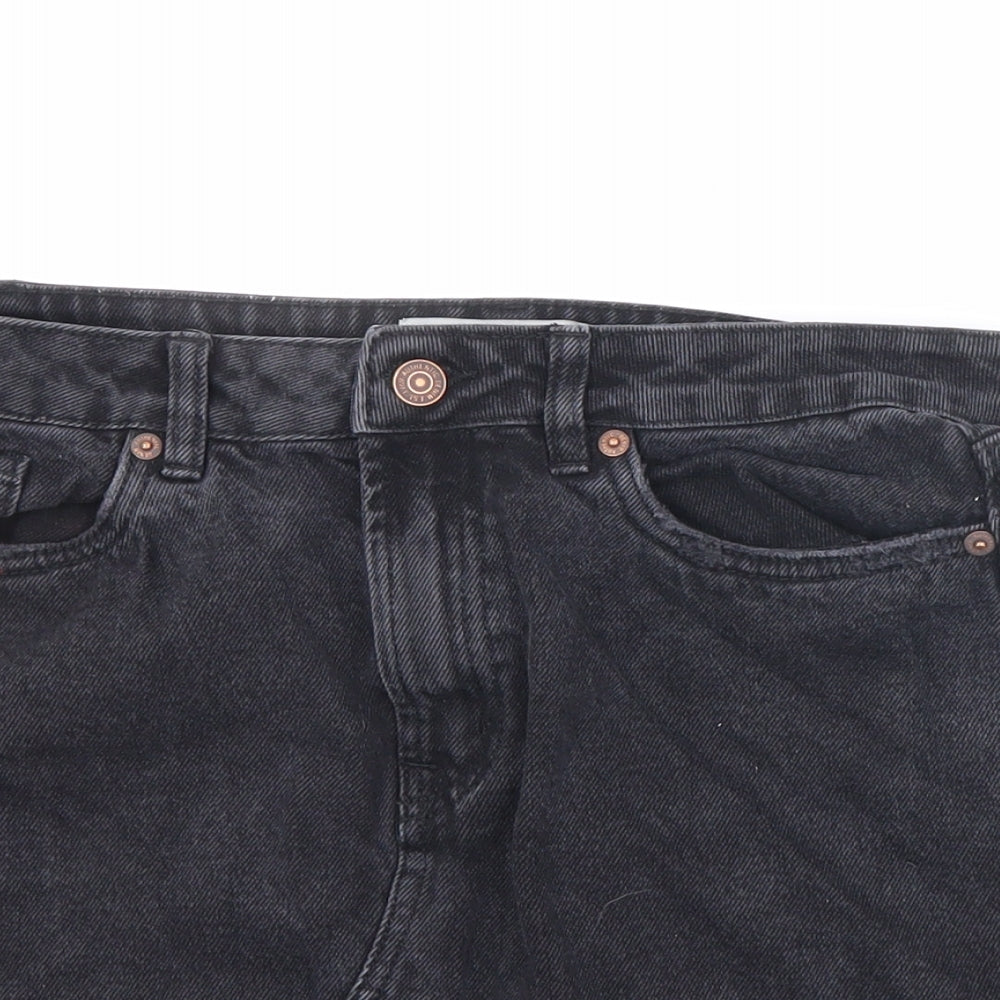 New Look Womens Blue Cotton Mini Skirt Size 10 Zip