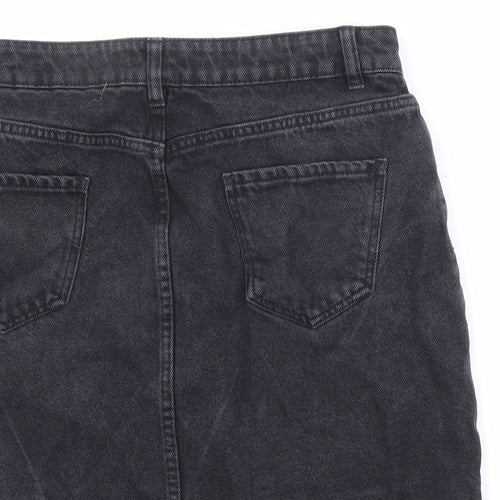 New Look Womens Blue Cotton Mini Skirt Size 10 Zip