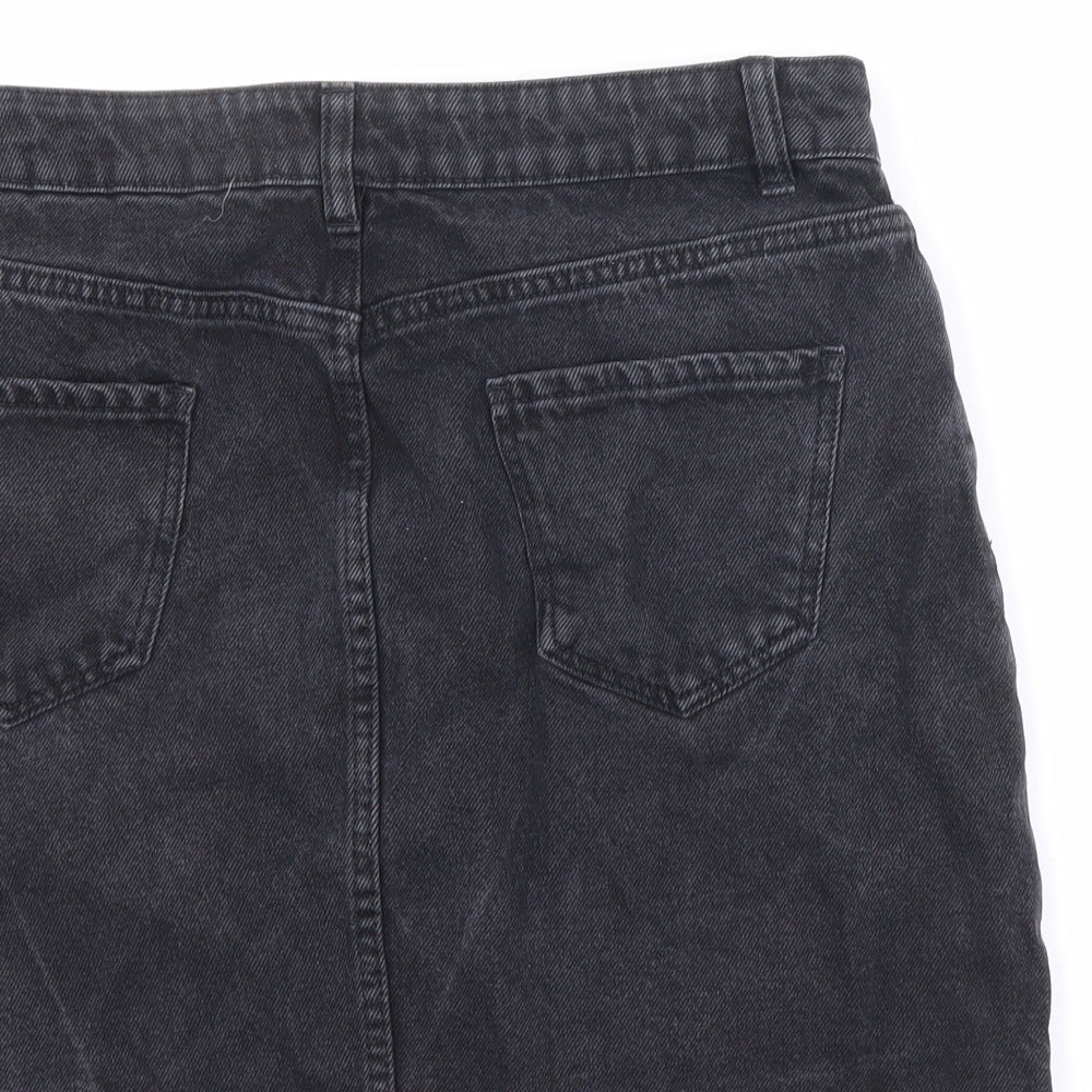 New Look Womens Blue Cotton Mini Skirt Size 10 Zip