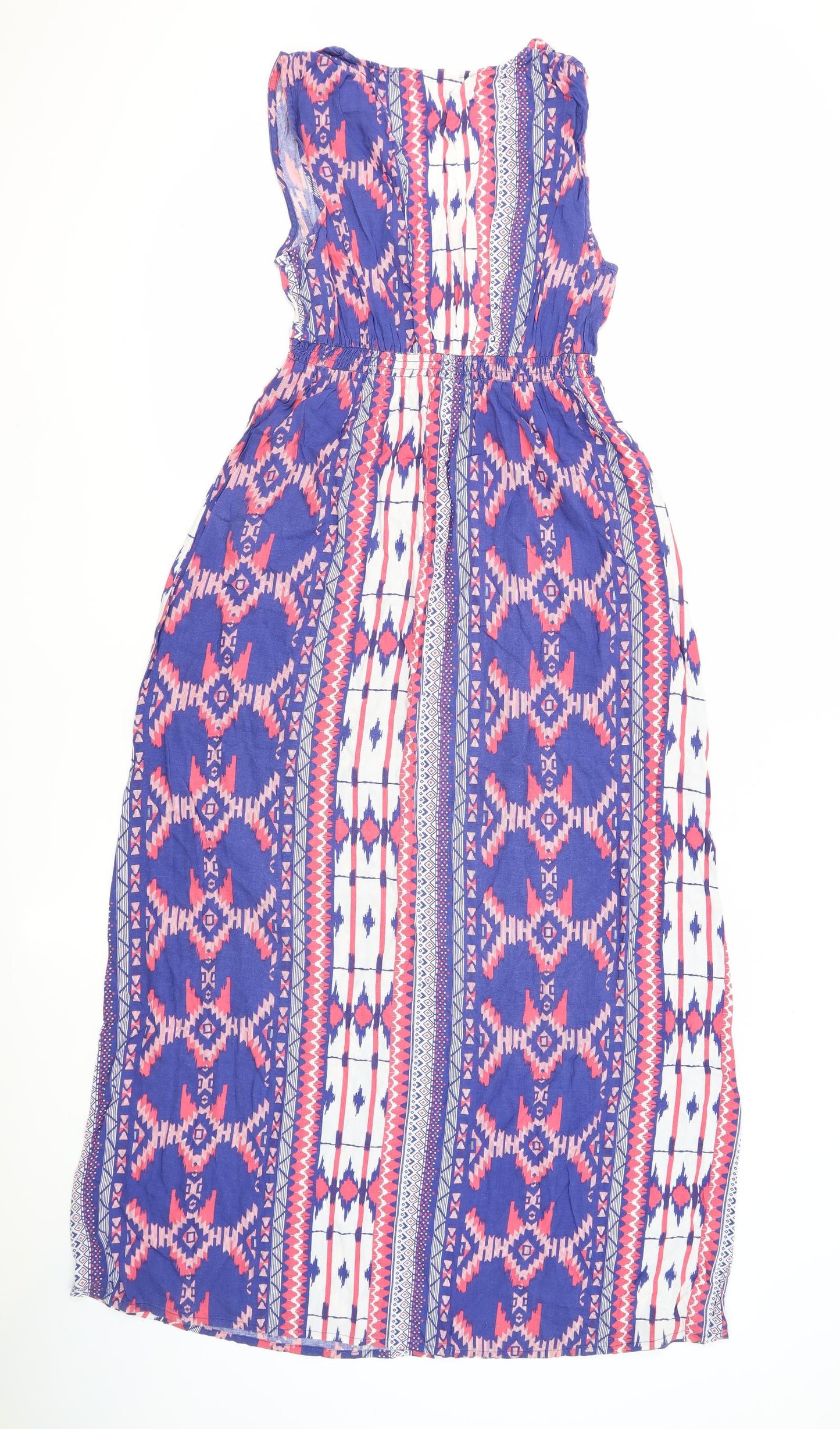 mama licious Womens Multicoloured Geometric Viscose Tank Dress Size L Round Neck Pullover