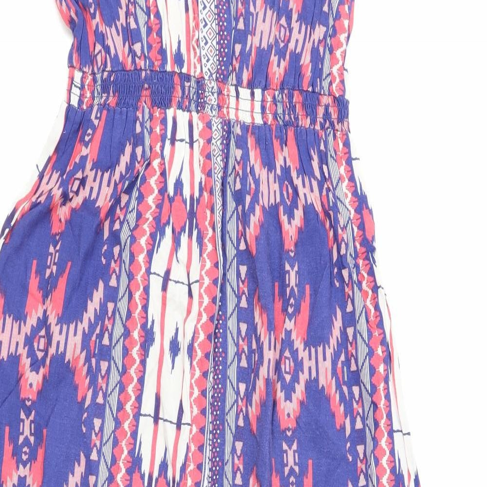 mama licious Womens Multicoloured Geometric Viscose Tank Dress Size L Round Neck Pullover