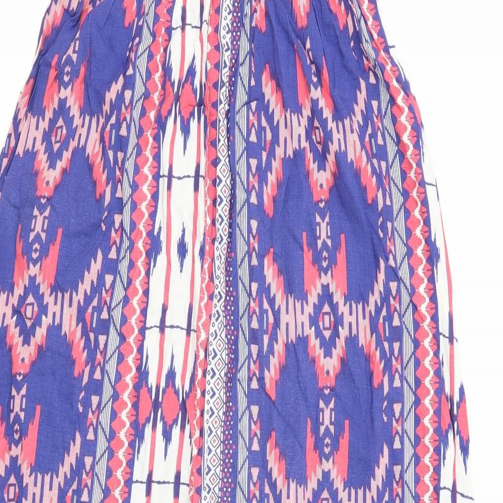 mama licious Womens Multicoloured Geometric Viscose Tank Dress Size L Round Neck Pullover