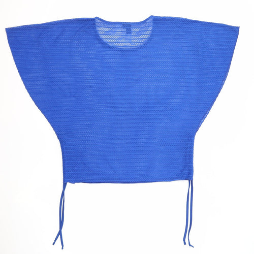 Izabel London Womens Blue Polyester Basic Blouse Size 12 Round Neck - Tie Sides Sheer
