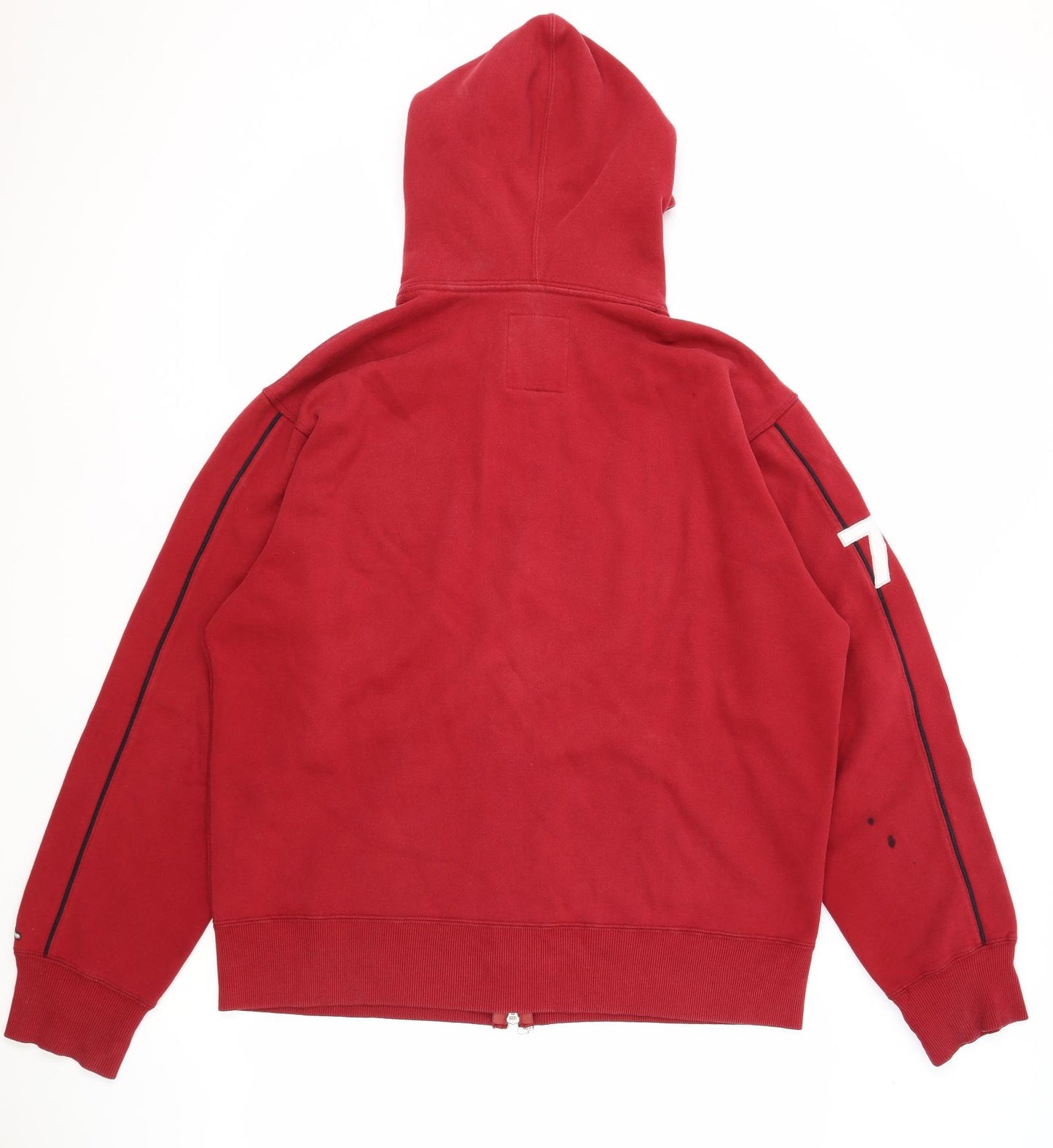 Roots Canada Mens Red Cotton Full Zip Hoodie Size L - Logo Print
