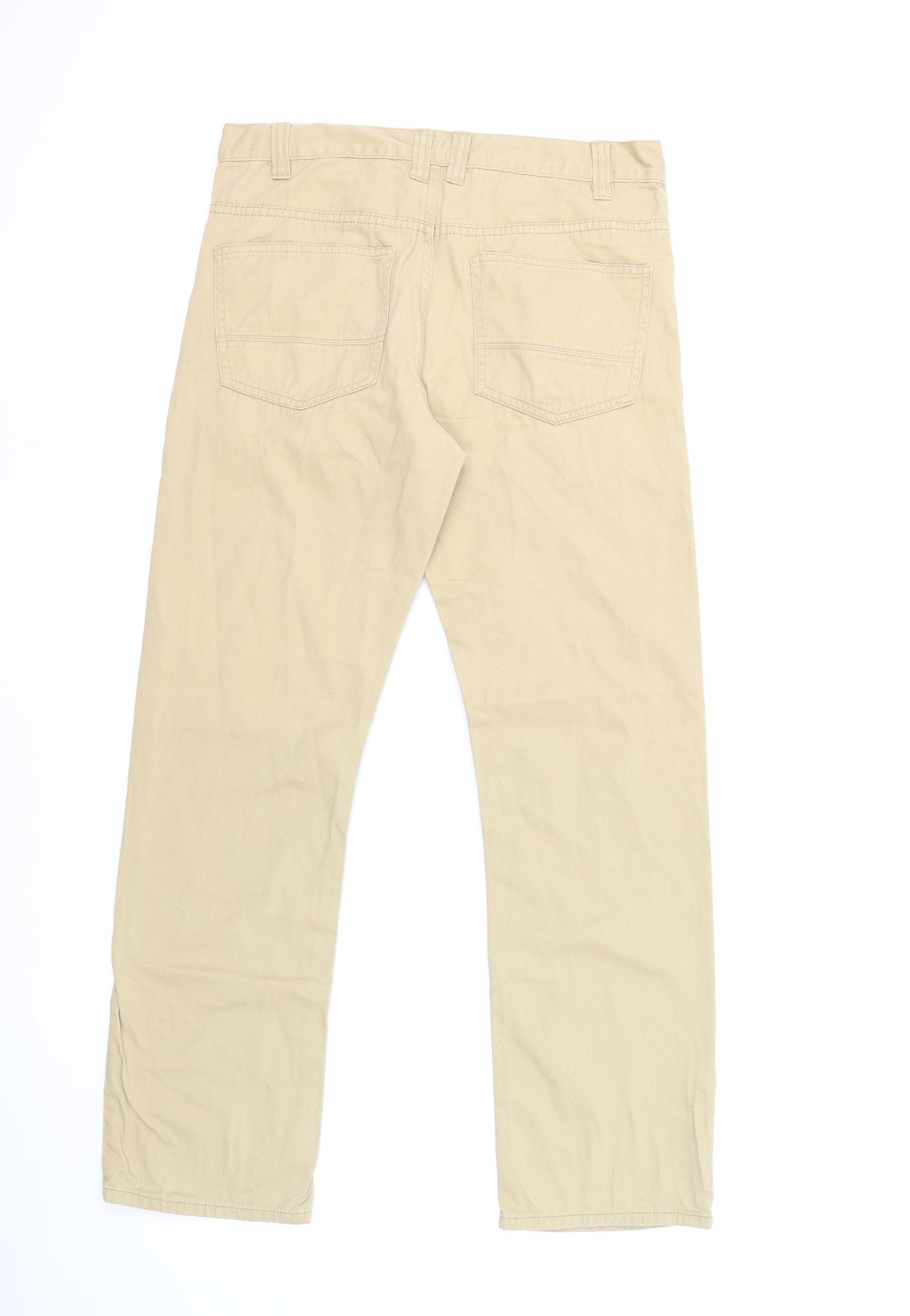 Denim & Co. Mens Beige Cotton Straight Jeans Size 30 in L30 in Regular Button