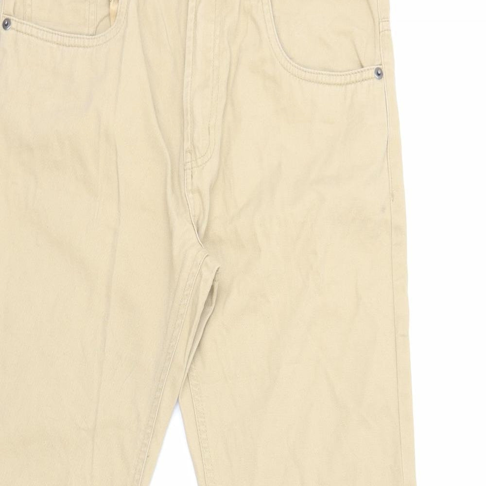 Denim & Co. Mens Beige Cotton Straight Jeans Size 30 in L30 in Regular Button