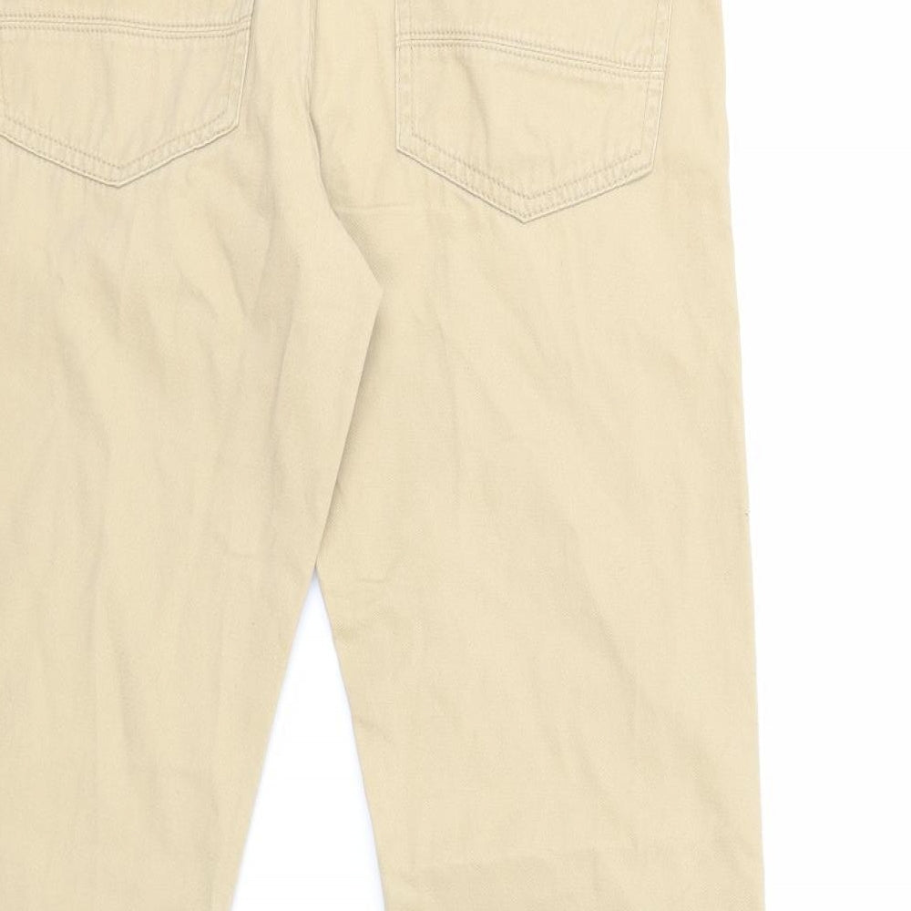Denim & Co. Mens Beige Cotton Straight Jeans Size 30 in L30 in Regular Button