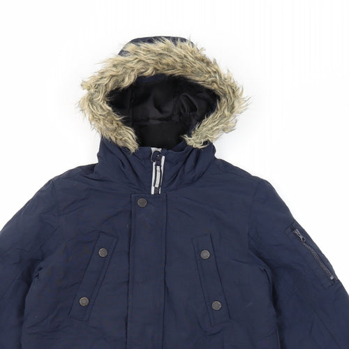 NEXT Boys Blue Rain Coat Coat Size 9 Years Zip - Hooded Pockets