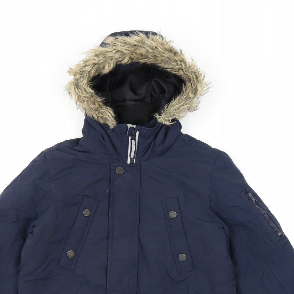 NEXT Boys Blue Rain Coat Coat Size 9 Years Zip - Hooded Pockets