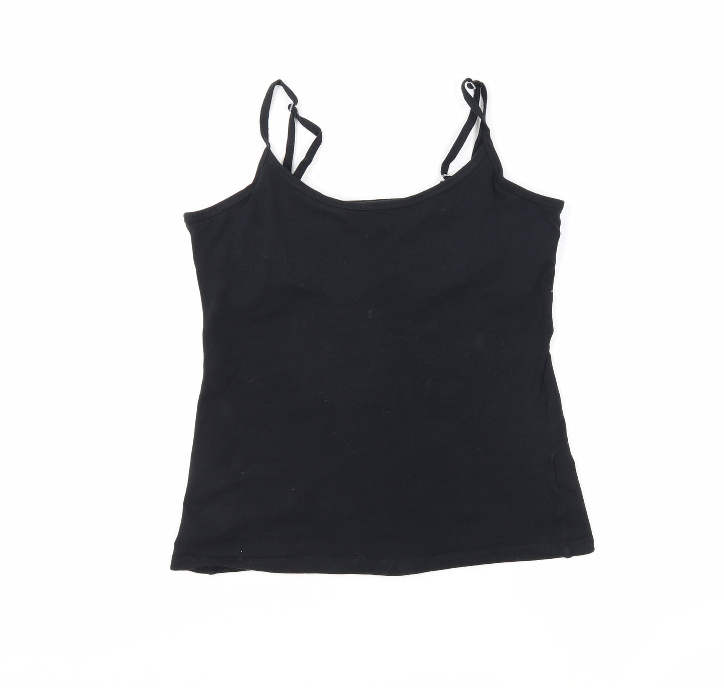 Divided by H&M Womens Black Cotton Camisole Tank Size 16 Round Neck - Built In Bra