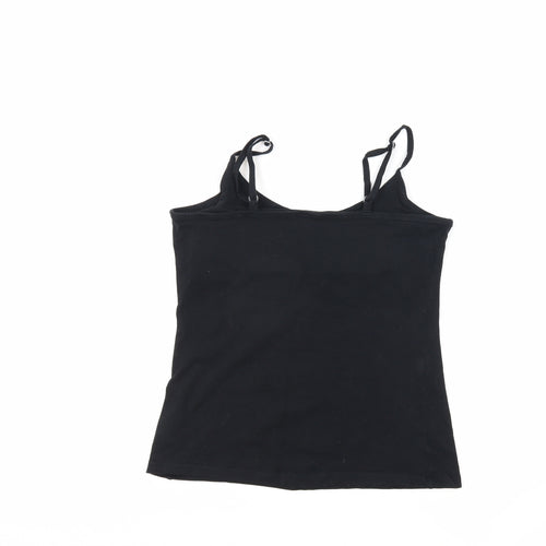 Divided by H&M Womens Black Cotton Camisole Tank Size 16 Round Neck - Built In Bra