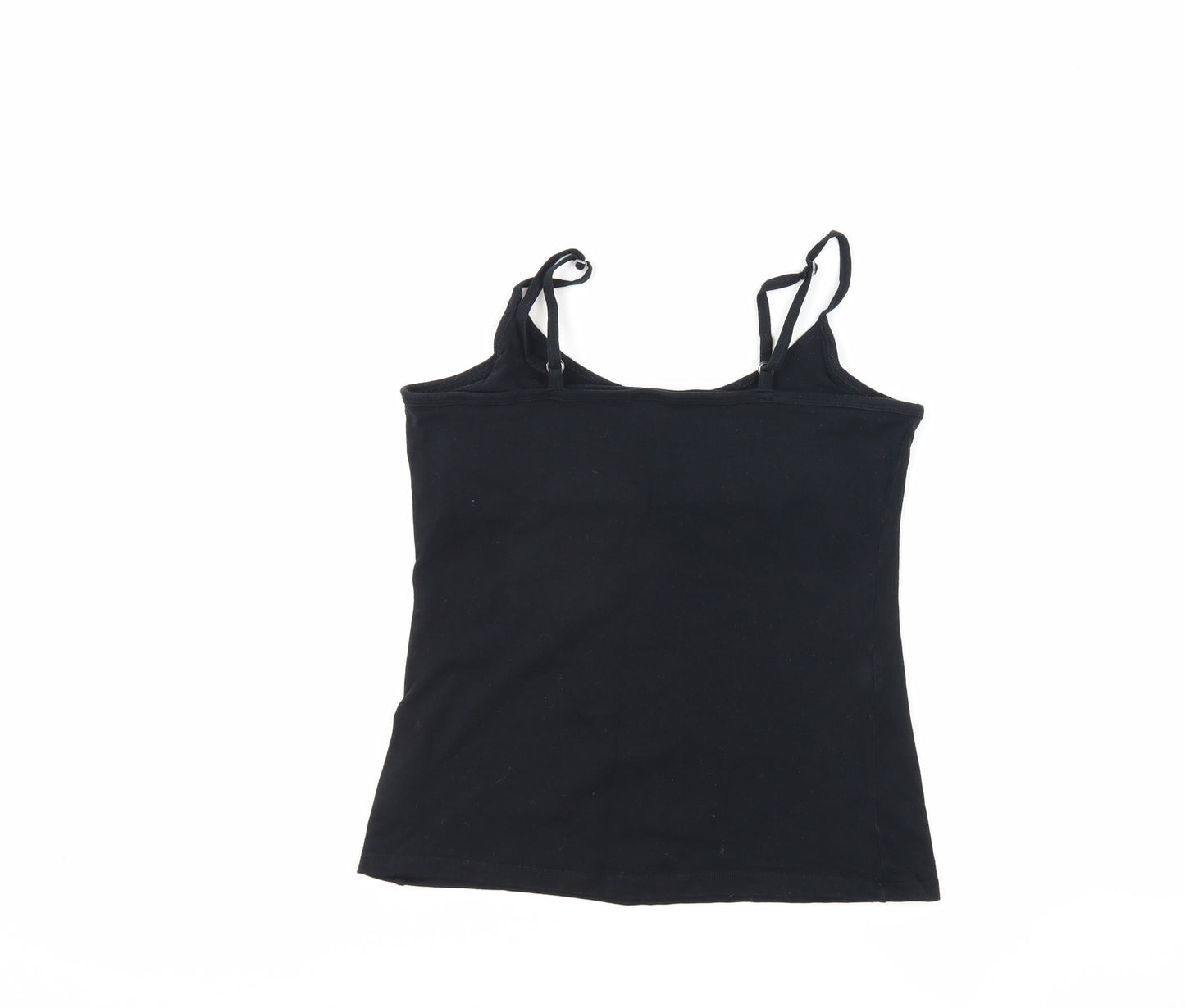 Divided by H&M Womens Black Cotton Camisole Tank Size 16 Round Neck - Built In Bra