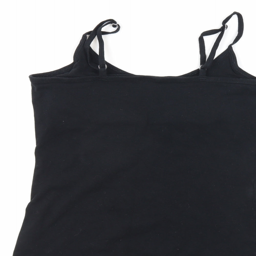 Divided by H&M Womens Black Cotton Camisole Tank Size 16 Round Neck - Built In Bra