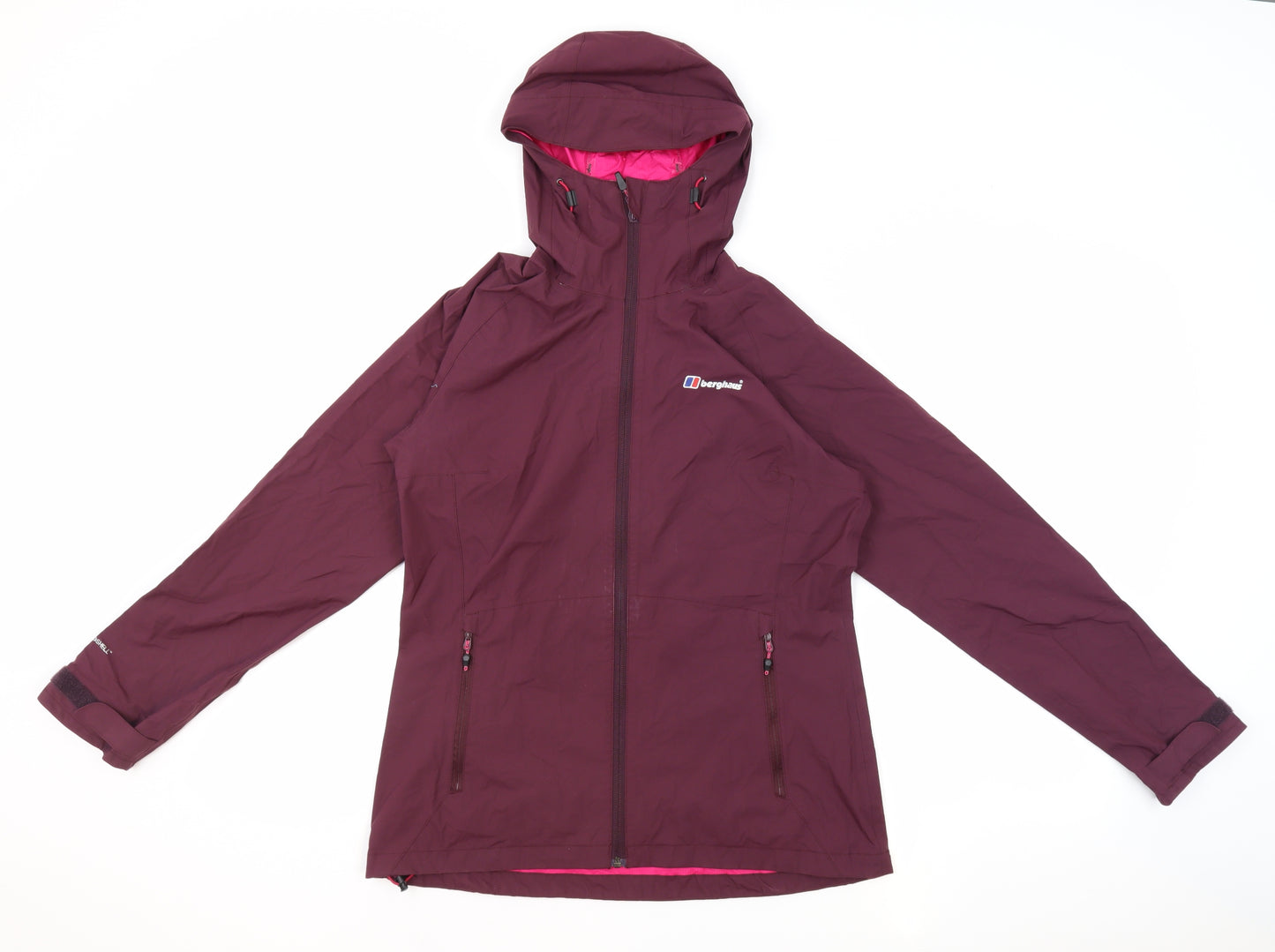 Berghaus Womens Purple Windbreaker Jacket Size 12 Zip - Logo Zipped Pockets