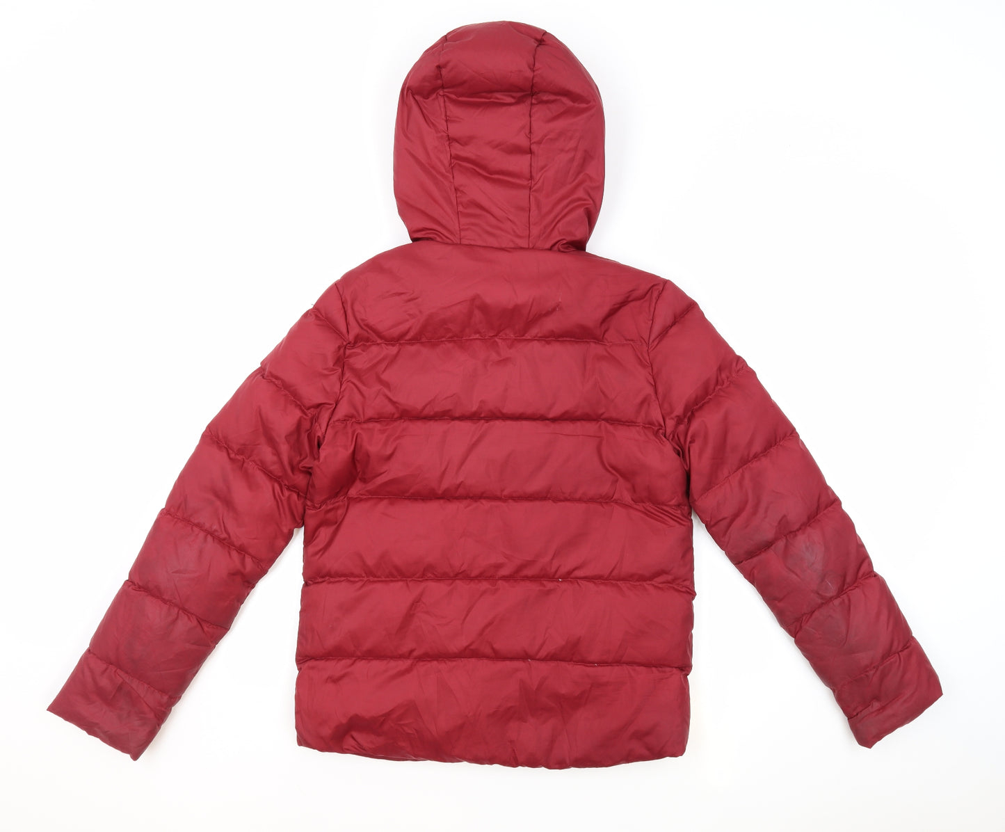 Jack Wills Womens Red Puffer Jacket Jacket Size 6 Zip - Logo Hooded