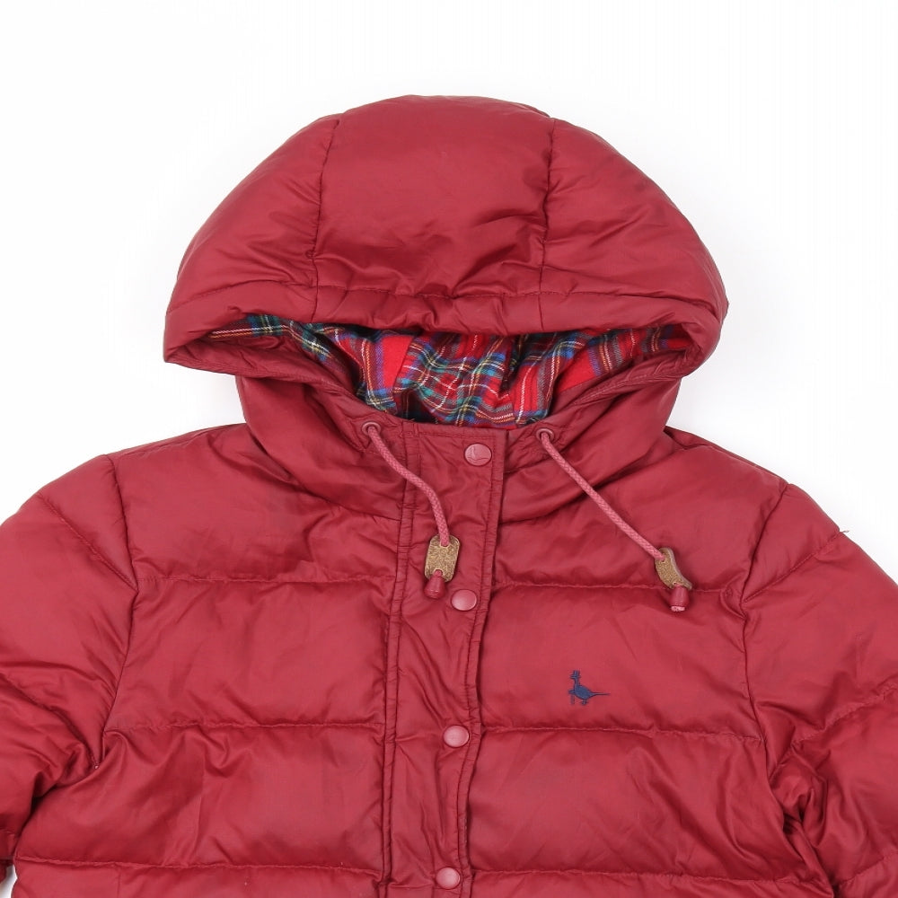 Jack Wills Womens Red Puffer Jacket Jacket Size 6 Zip - Logo Hooded