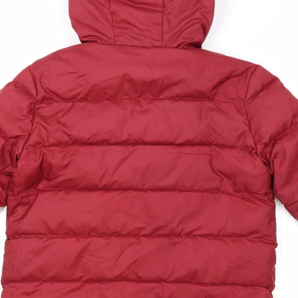 Jack Wills Womens Red Puffer Jacket Jacket Size 6 Zip - Logo Hooded