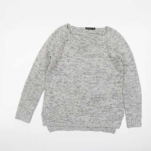 Stradivarius Womens Grey Round Neck Acrylic Pullover Jumper Size S
