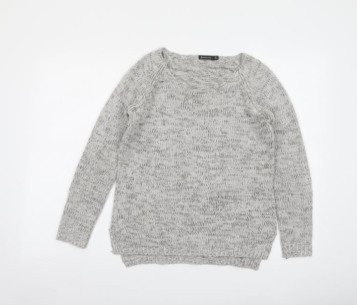 Stradivarius Womens Grey Round Neck Acrylic Pullover Jumper Size S