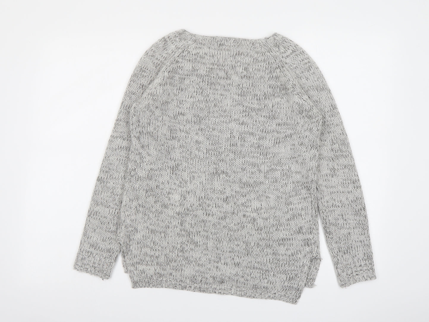 Stradivarius Womens Grey Round Neck Acrylic Pullover Jumper Size S