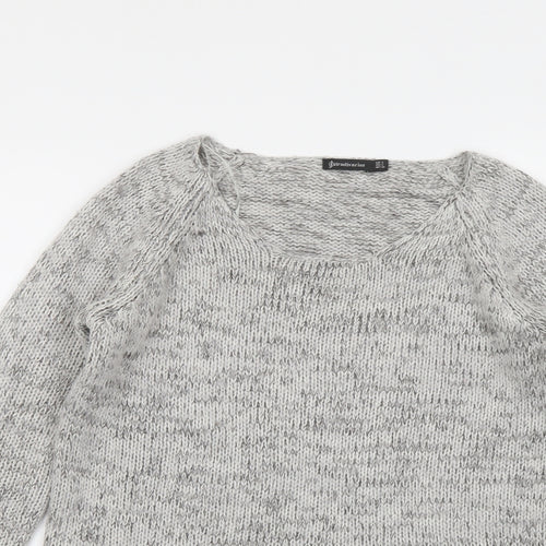Stradivarius Womens Grey Round Neck Acrylic Pullover Jumper Size S