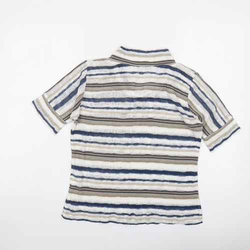 Dolores Womens Multicoloured Cowl Neck Striped Cotton Pullover Jumper Size 14