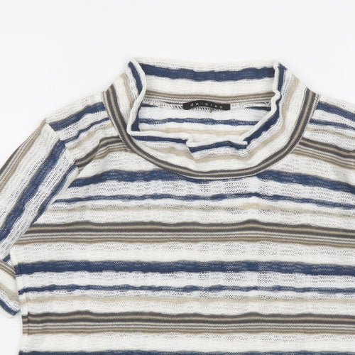 Dolores Womens Multicoloured Cowl Neck Striped Cotton Pullover Jumper Size 14