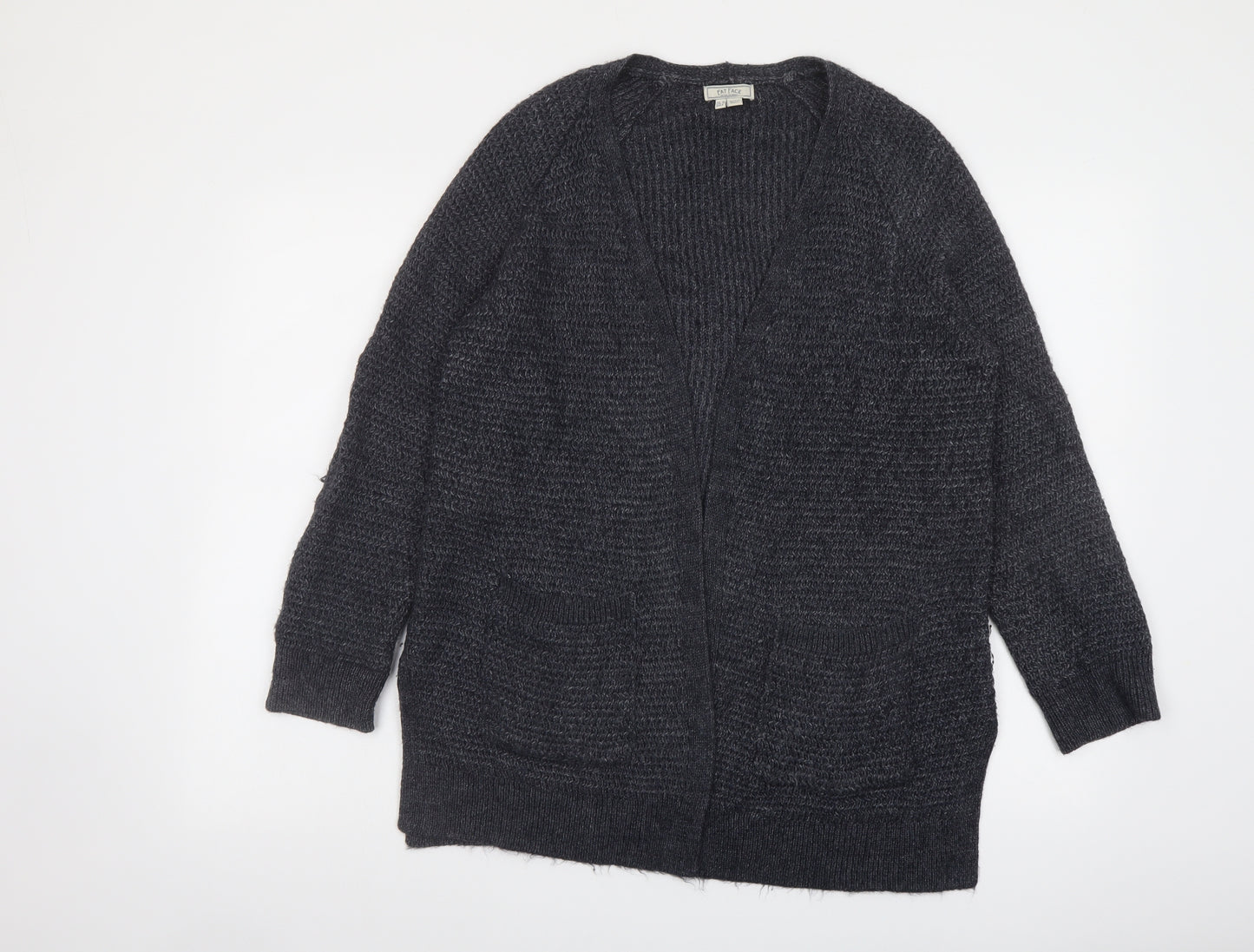 Fat Face Womens Grey V-Neck Acrylic Cardigan Jumper Size 12