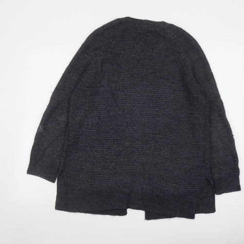 Fat Face Womens Grey V-Neck Acrylic Cardigan Jumper Size 12