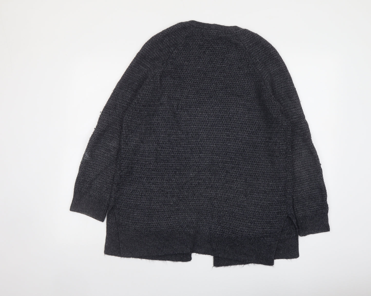 Fat Face Womens Grey V-Neck Acrylic Cardigan Jumper Size 12