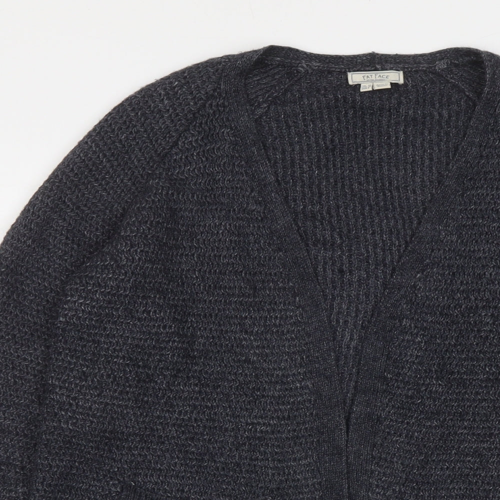 Fat Face Womens Grey V-Neck Acrylic Cardigan Jumper Size 12
