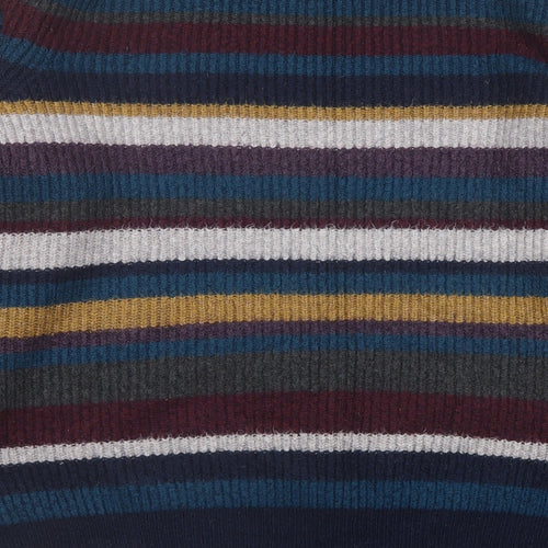 Marks and Spencer Mens Multicoloured Crew Neck Striped Acrylic Pullover Jumper Size XL Long Sleeve