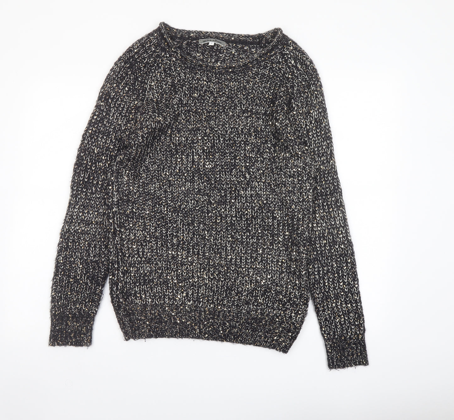 New Look Womens Black Round Neck Acrylic Pullover Jumper Size M