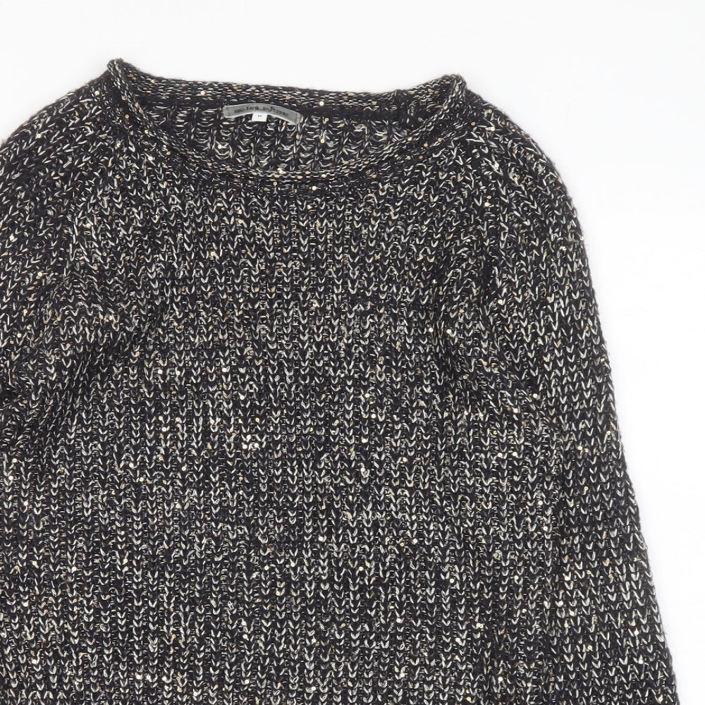 New Look Womens Black Round Neck Acrylic Pullover Jumper Size M