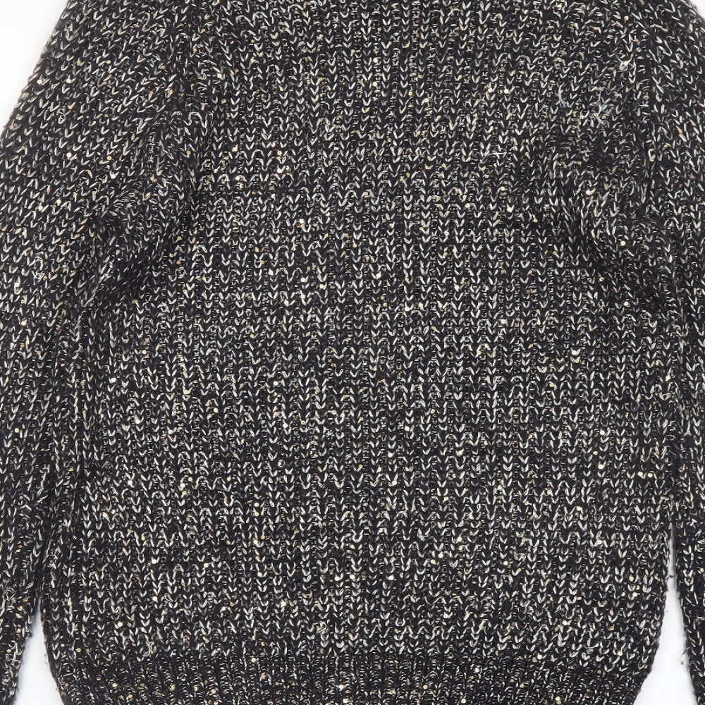 New Look Womens Black Round Neck Acrylic Pullover Jumper Size M