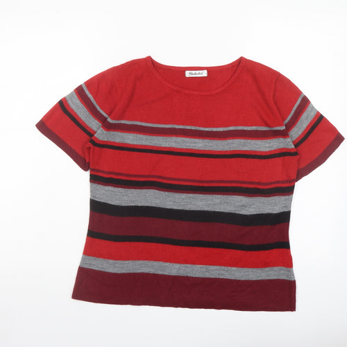 Berkertex Womens Multicoloured Round Neck Striped Acrylic Pullover Jumper Size 10