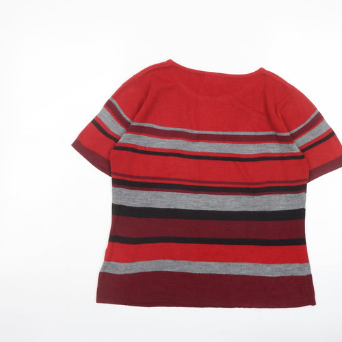 Berkertex Womens Multicoloured Round Neck Striped Acrylic Pullover Jumper Size 10