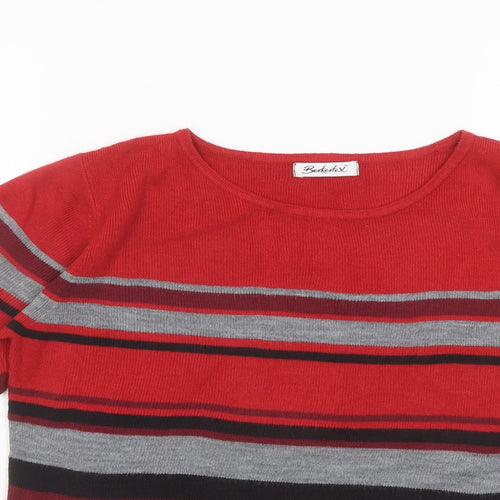 Berkertex Womens Multicoloured Round Neck Striped Acrylic Pullover Jumper Size 10
