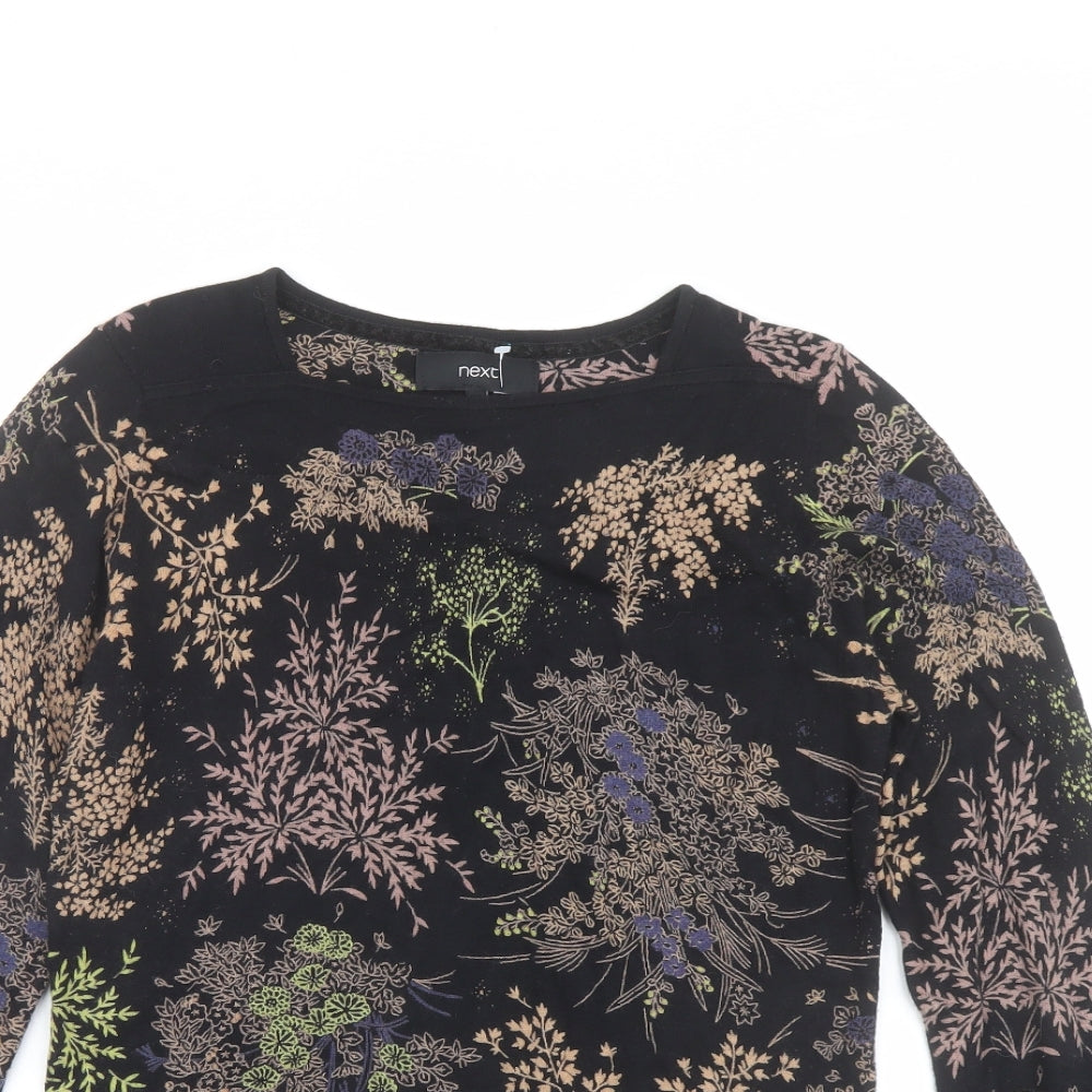 NEXT Womens Pink Round Neck Floral Cotton Pullover Jumper Size 10