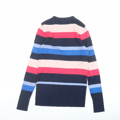 Marks and Spencer Womens Multicoloured Mock Neck Striped Viscose Pullover Jumper Size 6