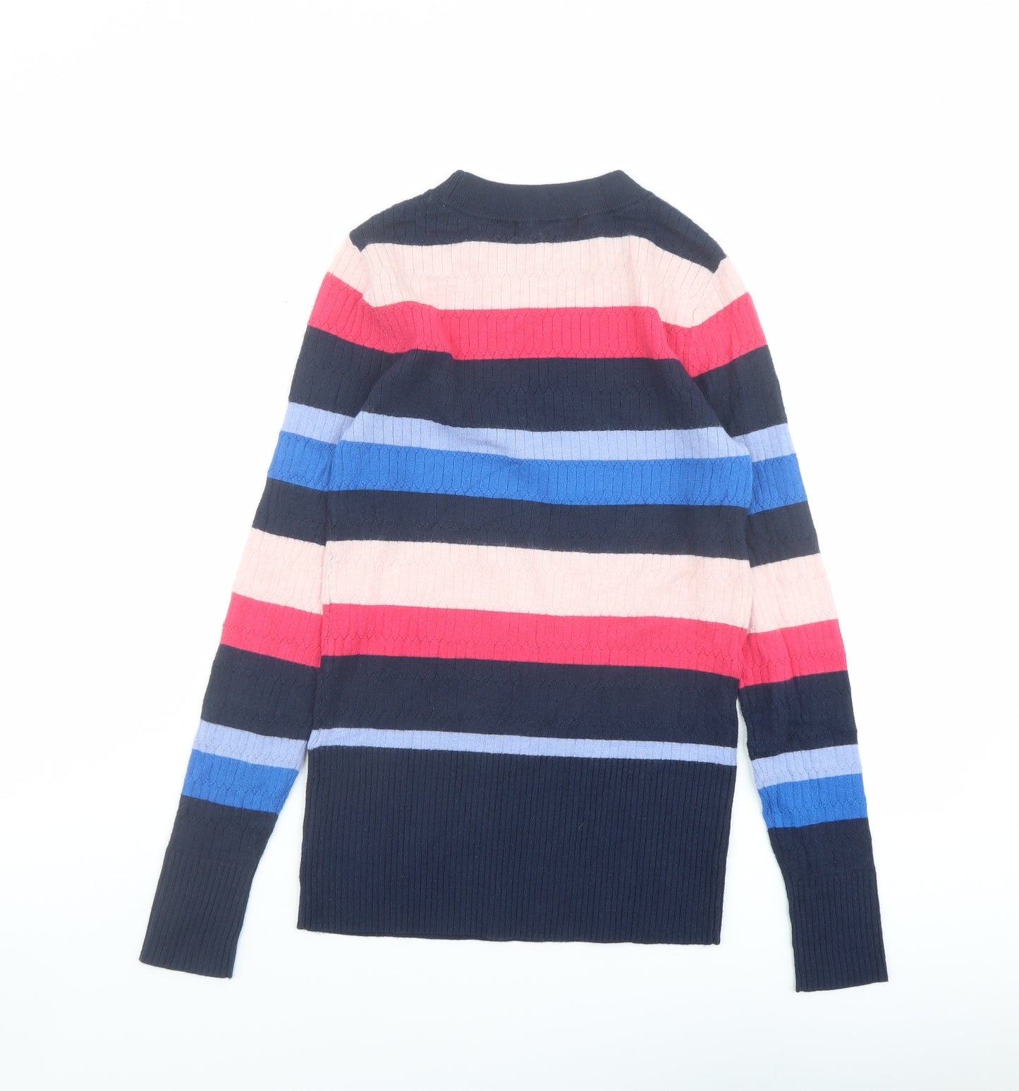 Marks and Spencer Womens Multicoloured Mock Neck Striped Viscose Pullover Jumper Size 6