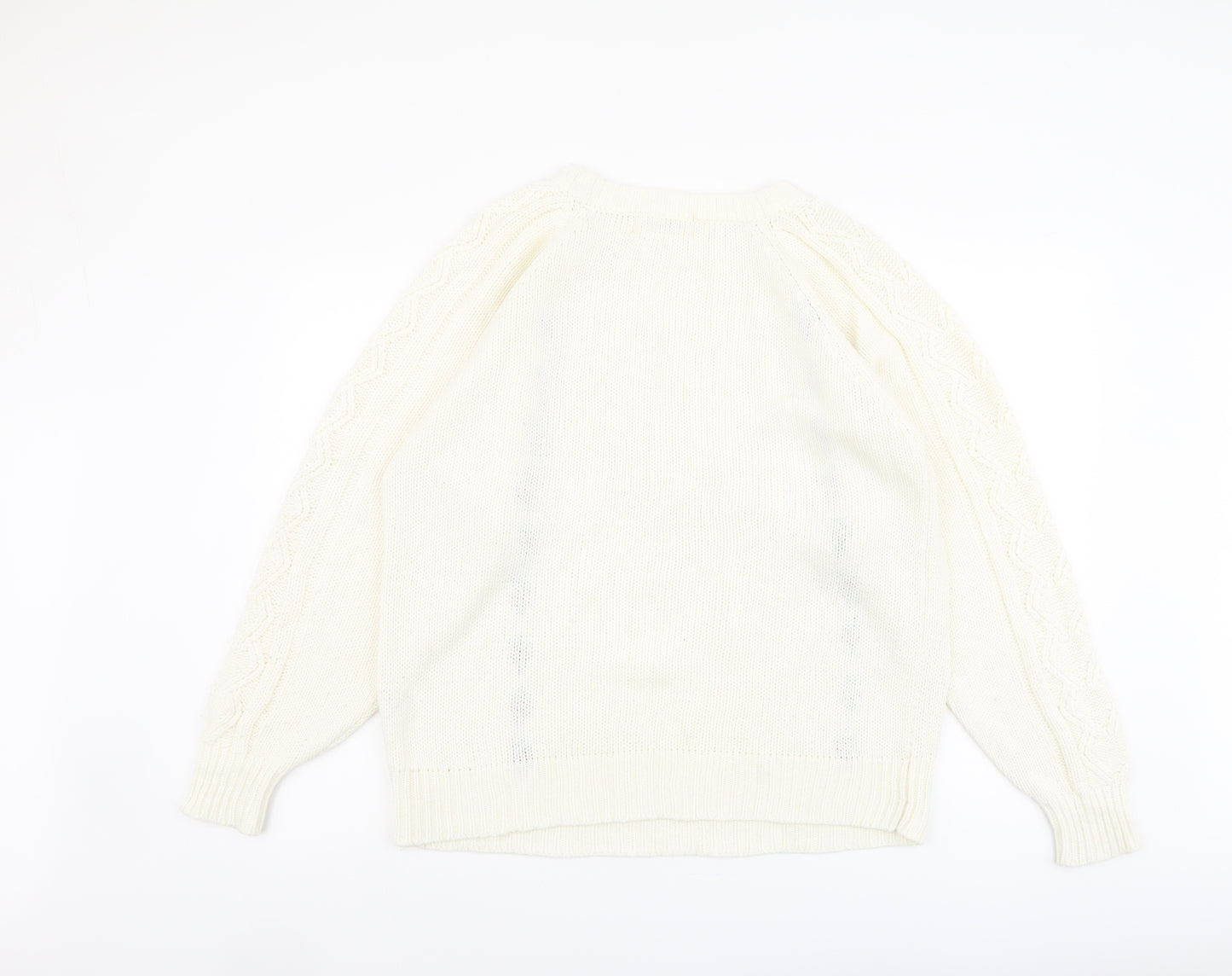 Michelle Zimon Womens Ivory Round Neck Acrylic Pullover Jumper Size 14